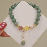 Jade and Strawberry Quartz Charm Bracelet — product view 2