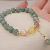 Jade and Strawberry Quartz Charm Bracelet — product view 3