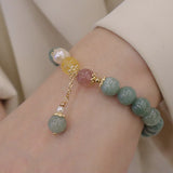 Jade and Strawberry Quartz Charm Bracelet — product view 6