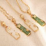 Jade Bamboo Bead Pendant Necklace — product view 1