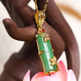 Jade Bamboo Bead Pendant Necklace — product view 3