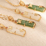 Jade Bamboo Bead Pendant Necklace — product view 4
