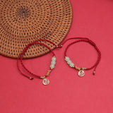Jade Bead Fu Charm Red Cord Bracelet — product view 2