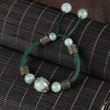 Jade Bead Green Cord Bracelet — detail view 2