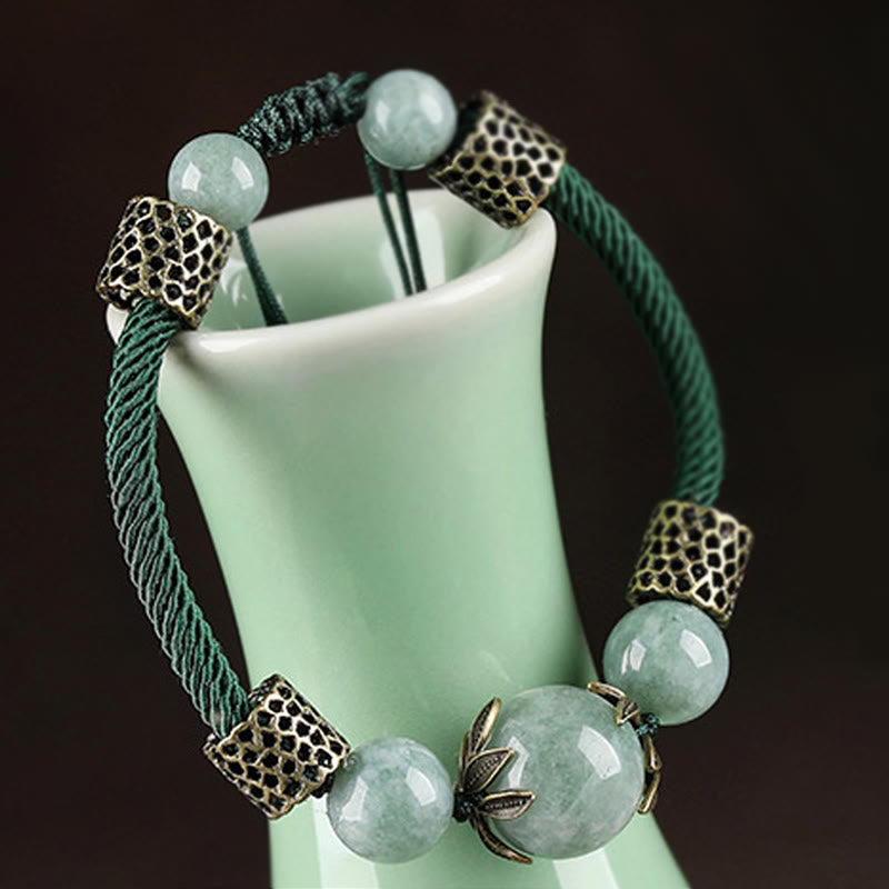 Jade Bead Green Cord Bracelet — detail view 4