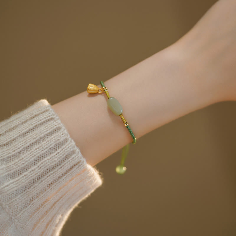 Jade Charm Adjustable Cord Bracelet — detail view 3