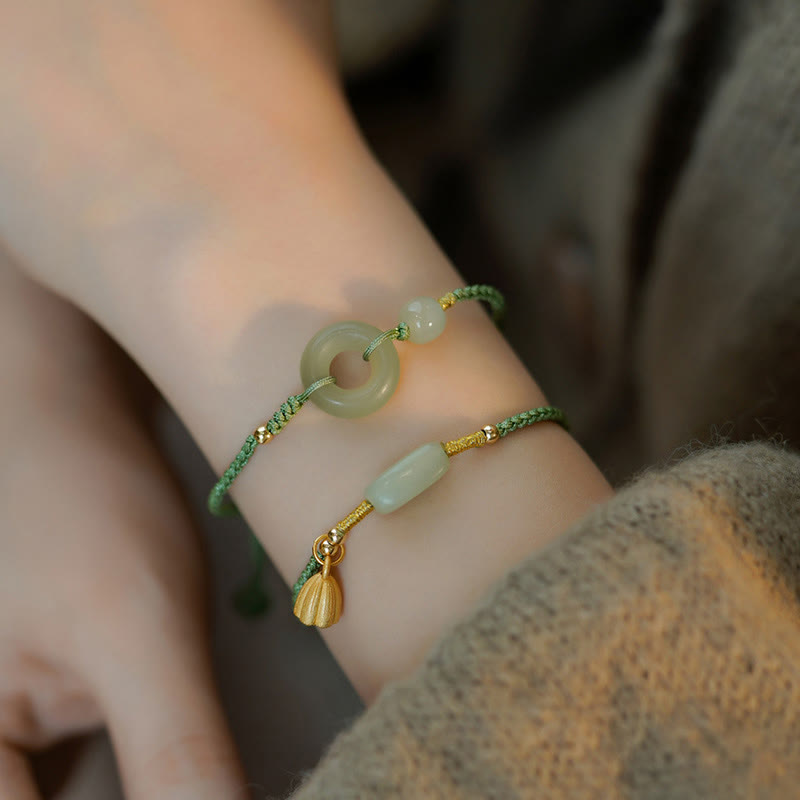 Jade Charm Adjustable Cord Bracelet — detail view 5