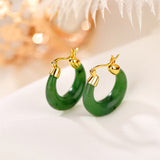 Jade Crescent Gold-Plated Silver Hoops — product view 1