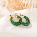 Jade Crescent Gold-Plated Silver Hoops — product view 2