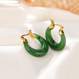 Jade Crescent Gold-Plated Silver Hoops — product view 4