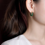 Jade Crescent Gold-Plated Silver Hoops — product view 5