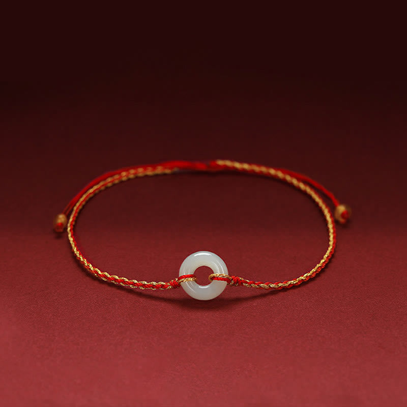 Jade Disc Braided Cord Bracelet — product view