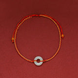 Jade Disc Braided Cord Bracelet — detail view 3