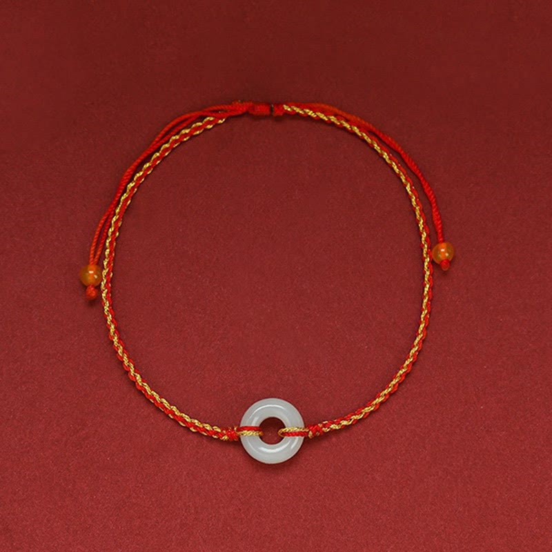 Jade Disc Braided Cord Bracelet — detail view 3