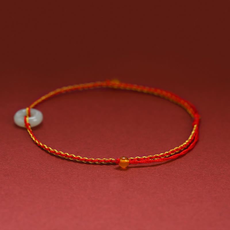 Jade Disc Braided Cord Bracelet — detail view 5