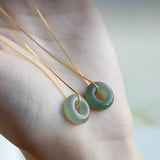 Jade Disc Gold-Plated Silver Necklace — detail view 2