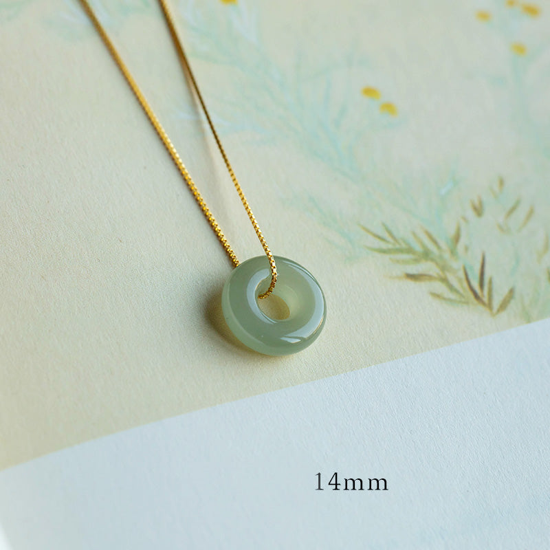 Jade Disc Gold-Plated Silver Necklace — detail view 3