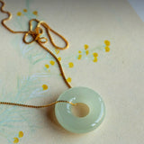 Jade Disc Gold-Plated Silver Necklace — detail view 4