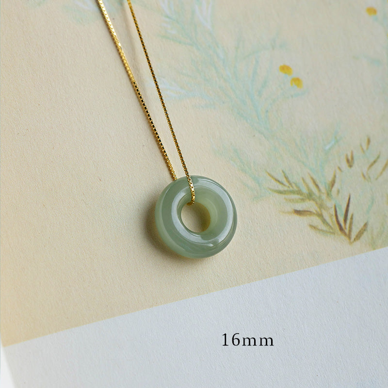 Jade Disc Gold-Plated Silver Necklace — detail view 5