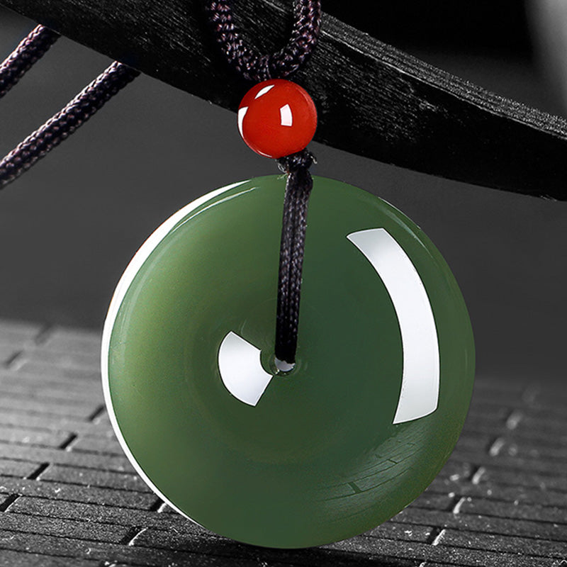 Jade Disc Long Cord Necklace — detail view 2