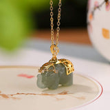 Jade Elephant Gold-Plated Silver Necklace — product view