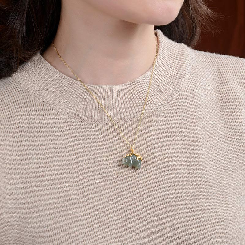 Jade Elephant Gold-Plated Silver Necklace — detail view 3