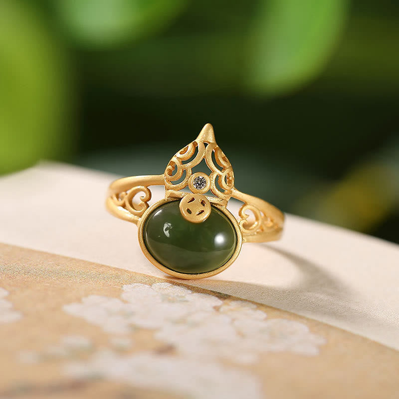 Jade Gourd Openwork Ring — product view 1