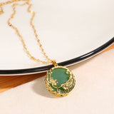 Jade Koi and Lotus Necklace — detail view 2