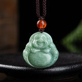 Jade Laughing Buddha Cord Necklace — product view 1