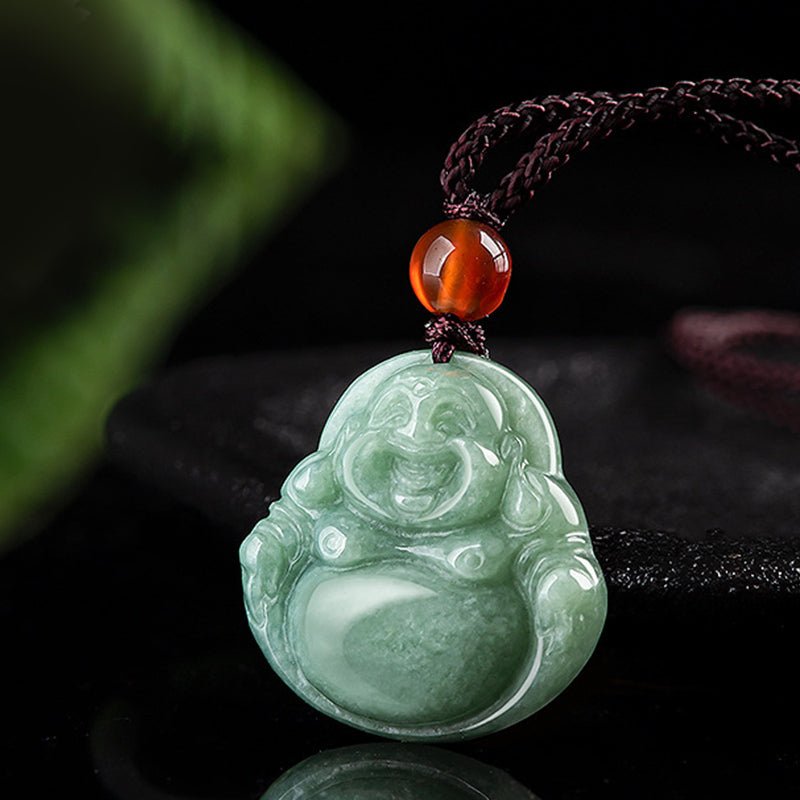 Jade Laughing Buddha Cord Necklace — product view 2