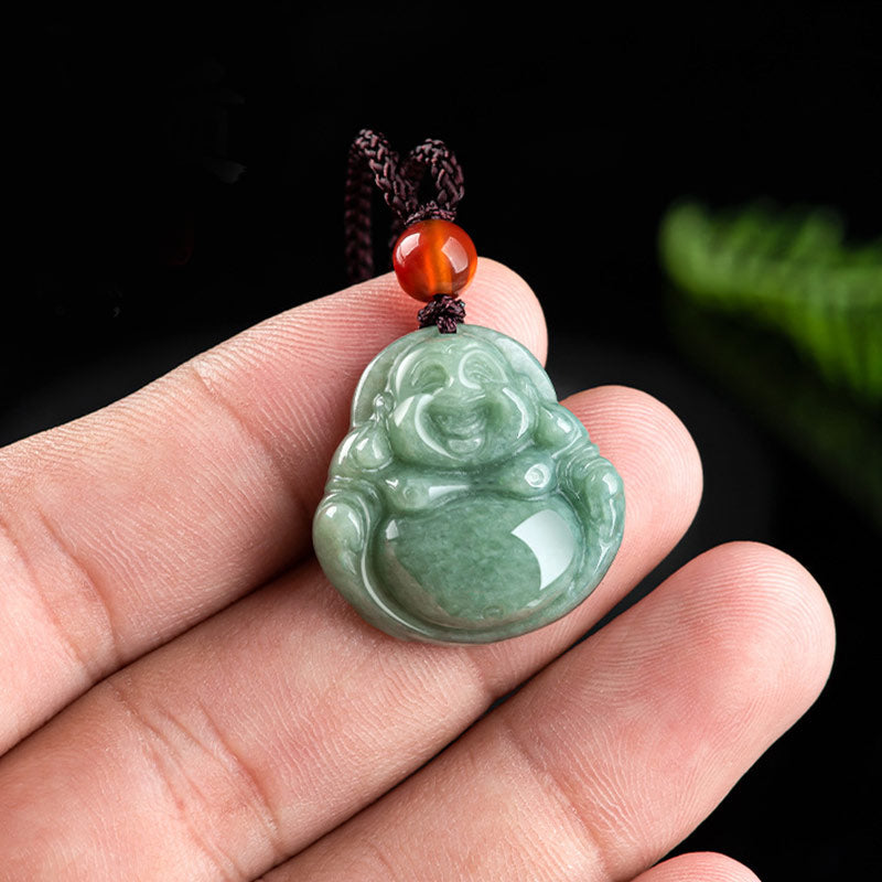 Jade Laughing Buddha Cord Necklace — product view 4