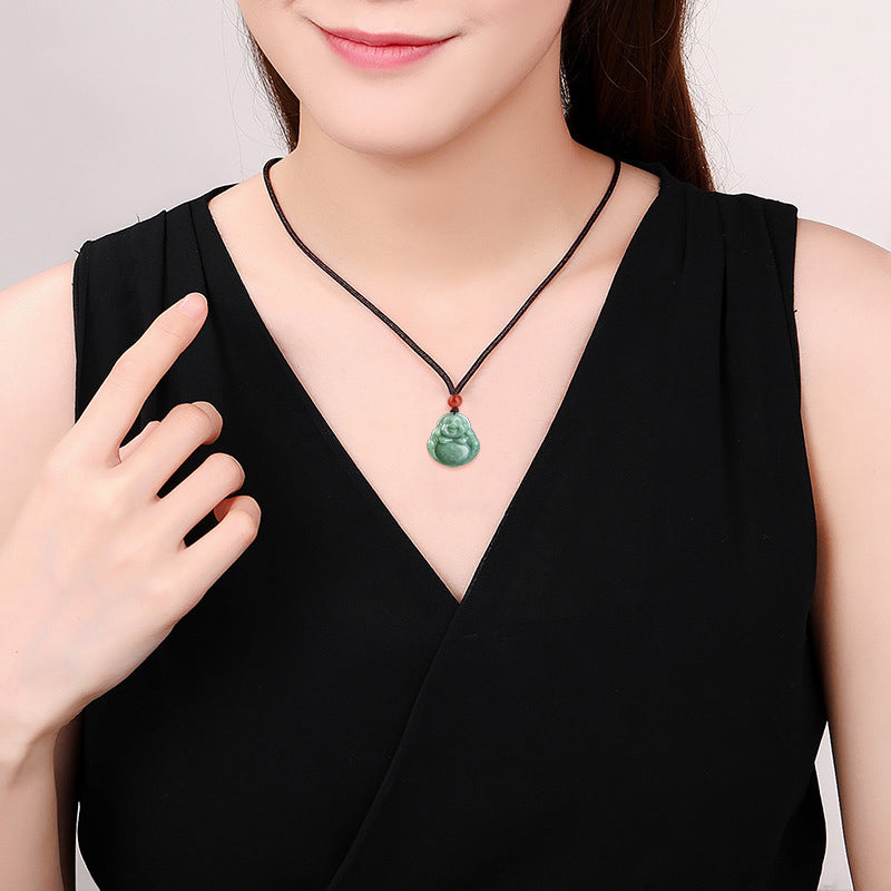 Jade Laughing Buddha Cord Necklace — product view 5