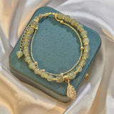 Jade Leaf Charm Double Strand Bracelet — product view 2
