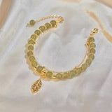 Jade Leaf Charm Double Strand Bracelet — product view 3