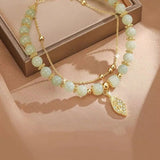 Jade Leaf Charm Double Strand Bracelet — product view 4