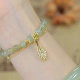 Jade Leaf Charm Double Strand Bracelet — product view 5