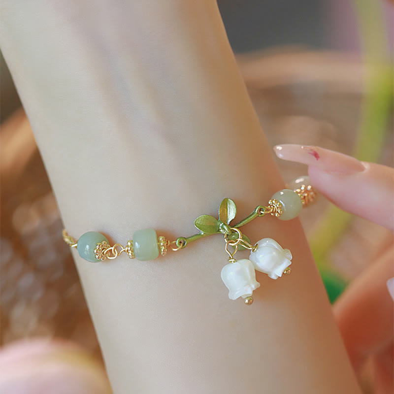 Jade Lily of the Valley Chain Bracelet — product view 1