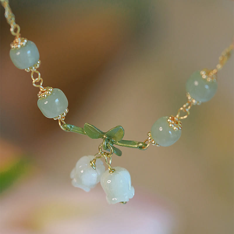 Jade Lily of the Valley Chain Bracelet — product view 2