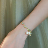 Jade Lily of the Valley Chain Bracelet — product view 4