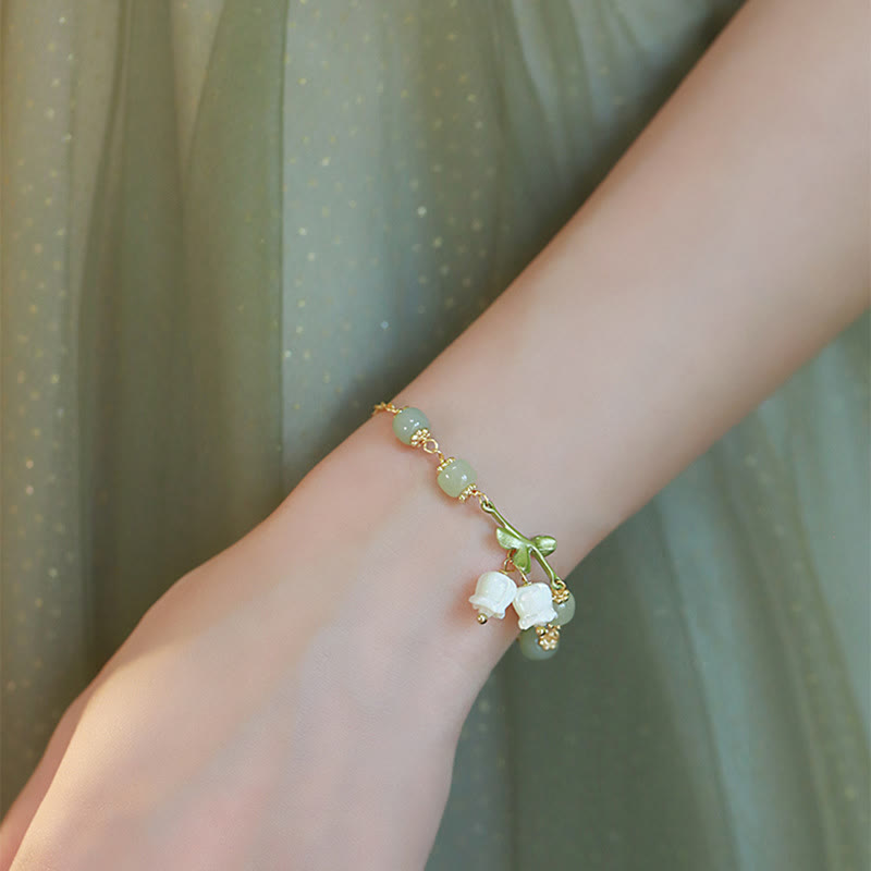 Jade Lily of the Valley Chain Bracelet — product view 4