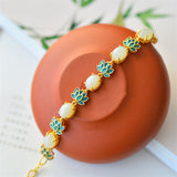 Jade Lotus Chain Bracelet — detail view 5