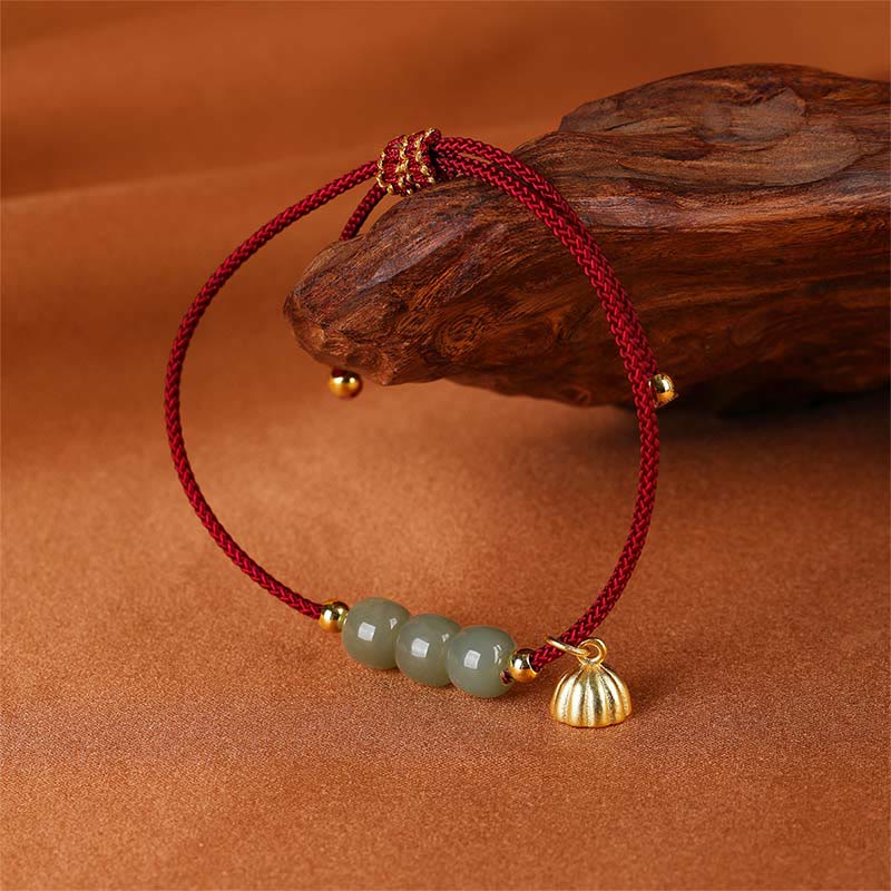 Jade Lotus Pod Braided Bracelet — detail view 3