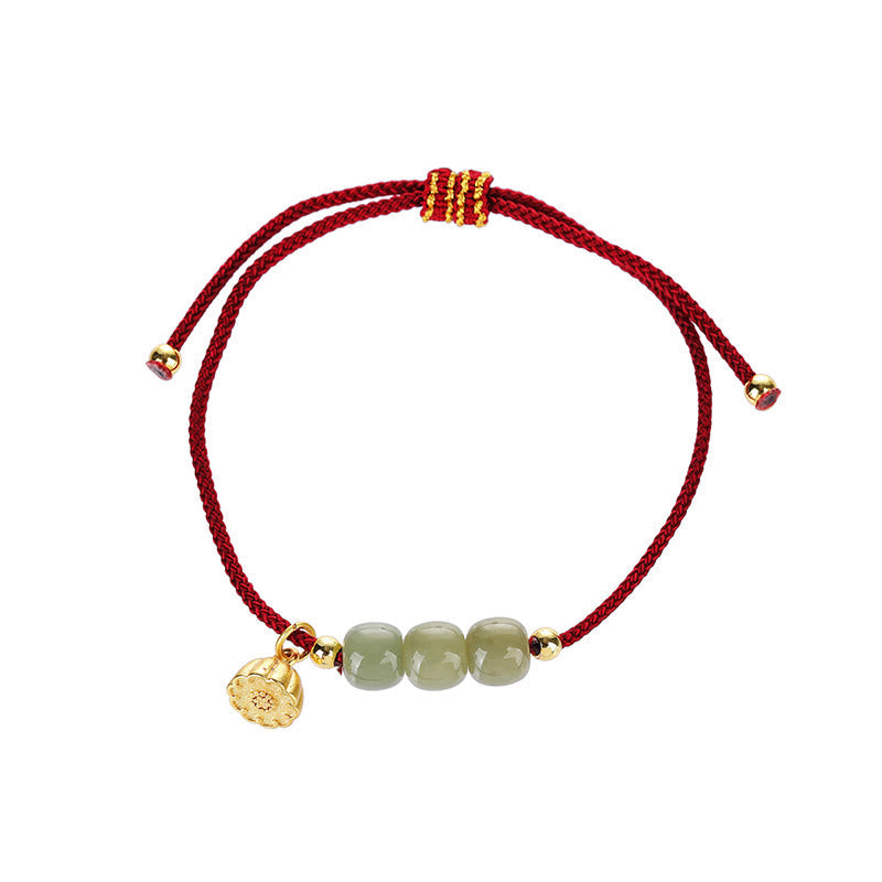 Jade Lotus Pod Braided Bracelet — detail view 5