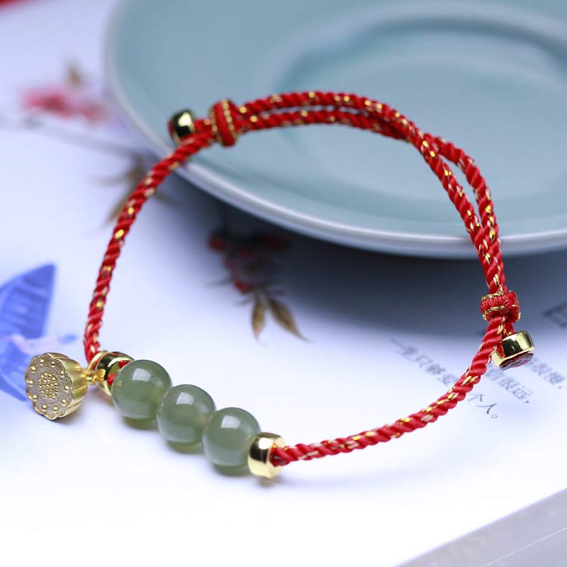 Jade Lotus Seed Woven Bracelet — product view