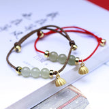 Jade Lotus Seed Woven Bracelet — detail view 2