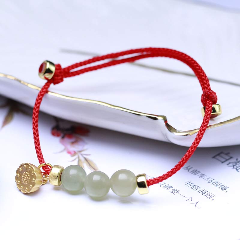 Jade Lotus Seed Woven Bracelet — detail view 4