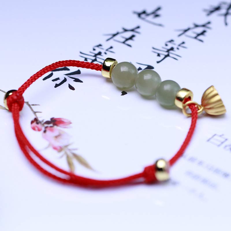 Jade Lotus Seed Woven Bracelet — detail view 5
