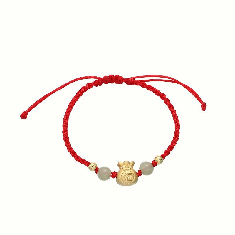 Jade Pouch Bead Braided Bracelet — product view 4