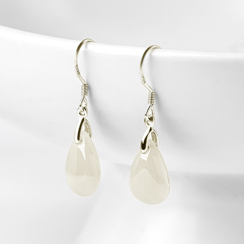 Jade Teardrop Sterling Silver Earrings — product view