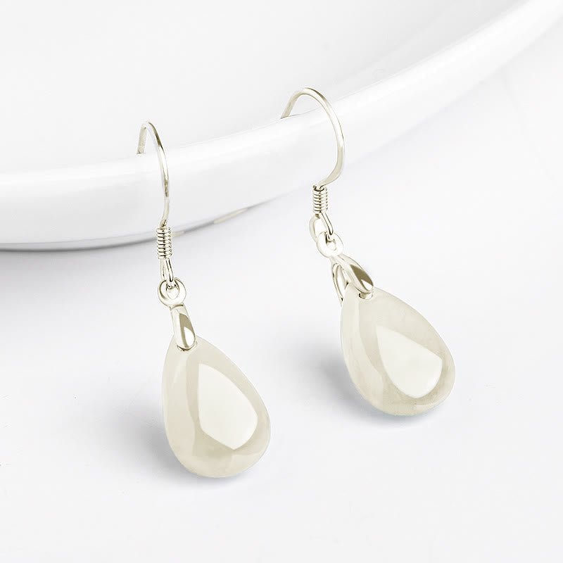 Jade Teardrop Sterling Silver Earrings — detail view 2